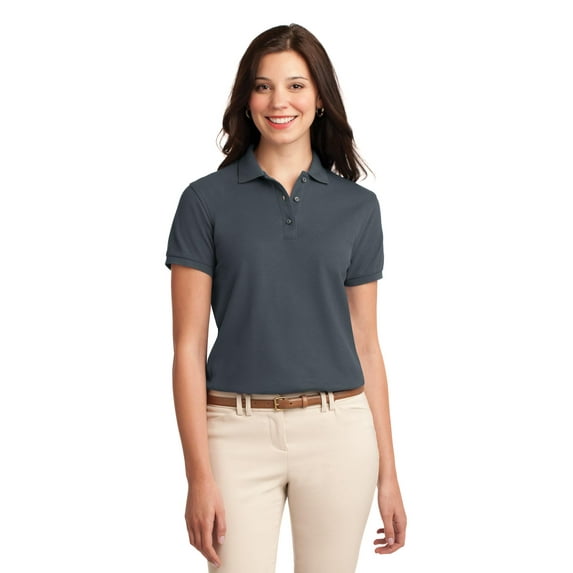 Port Authority Women's Silk Touch Polo, Steel Grey, 3XL