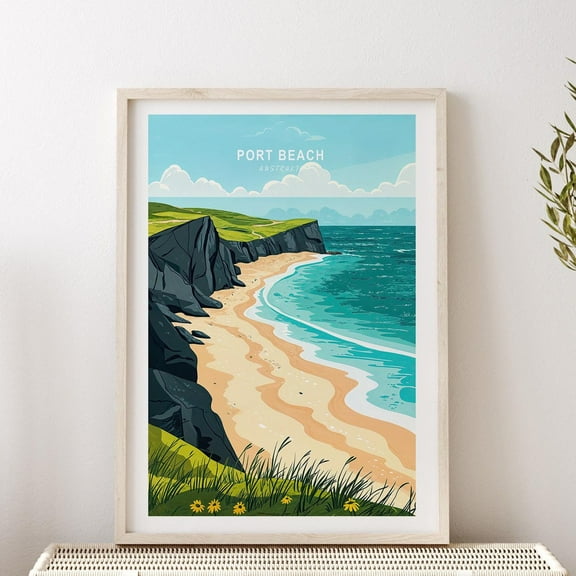 Port Beach Australia Poster, Port Beach Travel Wall Art, Australia Travel Wall Art Print, Birthday Present, Wedding Present Wall Art, Modern Wall Decor, 8x12 UNFRAMED