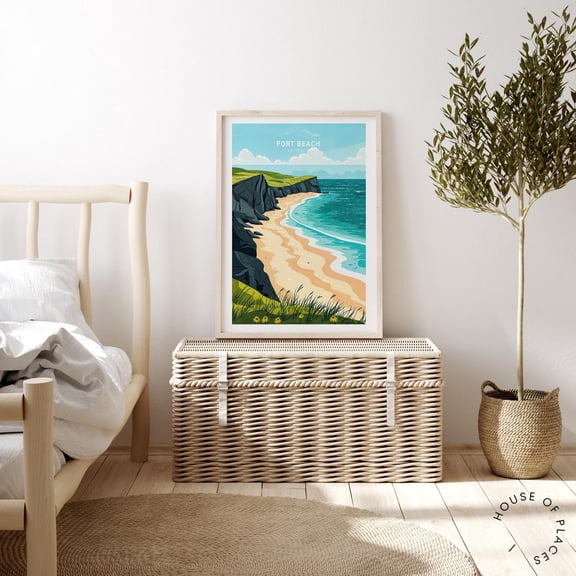 Port Beach Australia Travel Poster, Travel Inspired Home, Office And Gallery Wall Decor