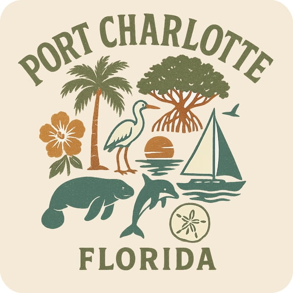 Port Charlotte Florida Keepsakes Souvenir Vinyl Sticker – Destination Travel Keepsake Collectible (3-Inches Wide)