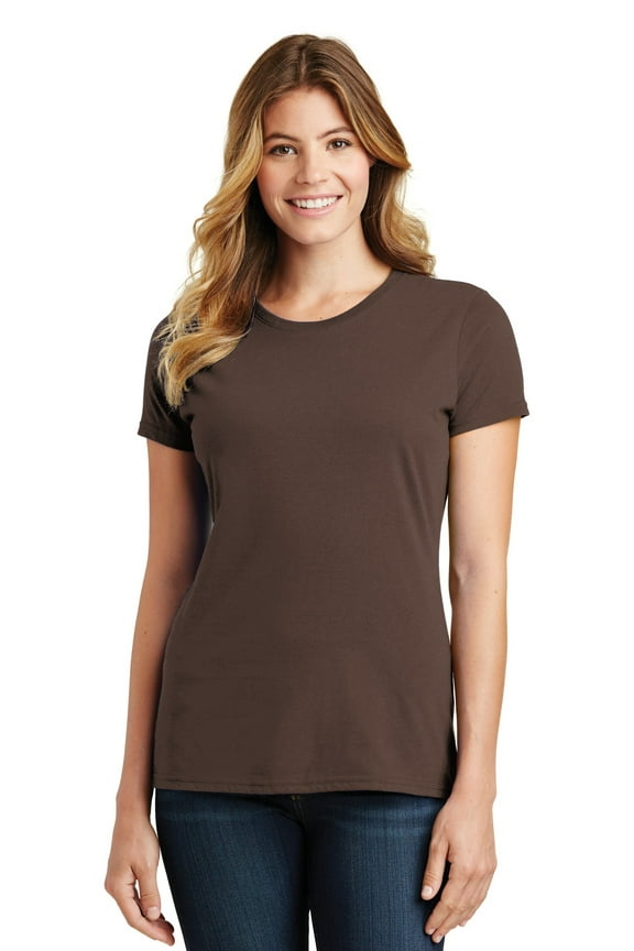 Port & Co Adult Female Women Plain Short Sleeves T-Shirt Dark Choc Brn Medium