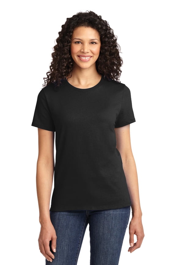 Adult Female Women Plain Short Sleeves T-Shirt Jet Black 4X-Large