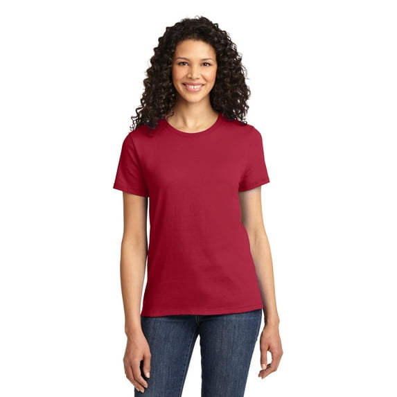 Port & Co Adult Female Women Plain Short Sleeves T-Shirt Red X-Large