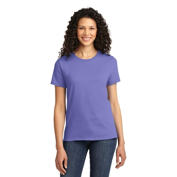 Port & Co Adult Female Women Plain Short Sleeves T-Shirt Violet 4X-Large