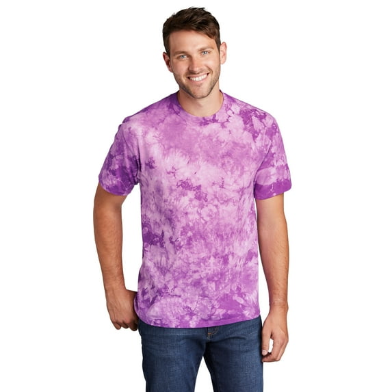 Port & Co Adult Male Men Crew Neck Dye Short Sleeves T-Shirt Purple Medium