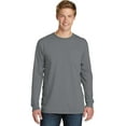 thumbnail image 1 of Port & Co Adult Male Men Crew Neck Plain Long Sleeves T-Shirt Pewter Large, 1 of 5