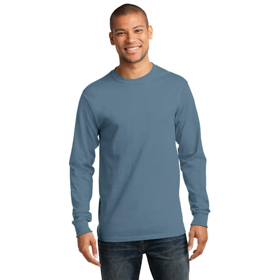 Port & Co Adult Male Men Electric Heather T-Shirt Stonewsh Blue X-Large Tall