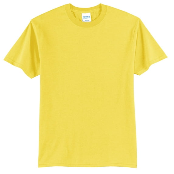Port & Co Adult Male Men Heather Short Sleeves T-Shirt Yellow 4X-Large Tall