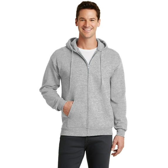 Port & Co Adult Male Men Hooded Plain Long Sleeves Sweatshirt Ash Large