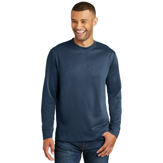 Port & Co Adult Male Men Plain Long Sleeves Sweatshirt Deep Navy Small