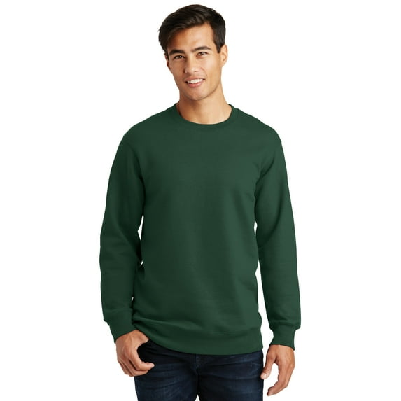 Port & Co Adult Male Men Plain Long Sleeves Sweatshirt Forest Green X-Small
