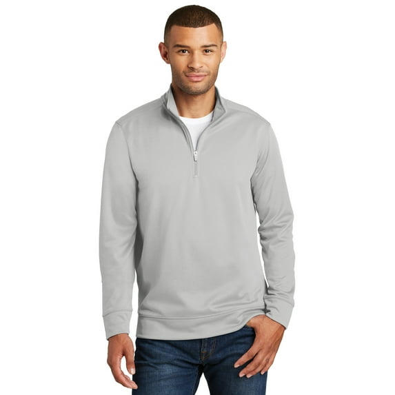 Port & Co Adult Male Men Plain Long Sleeves Sweatshirt Silver Medium