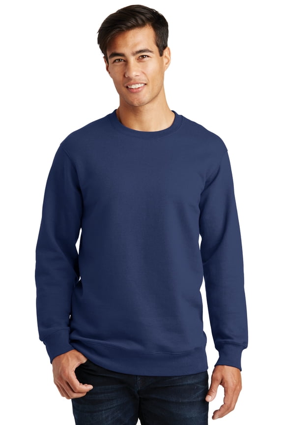 Adult Male Men Plain Long Sleeves Sweatshirt Team Navy X-Small