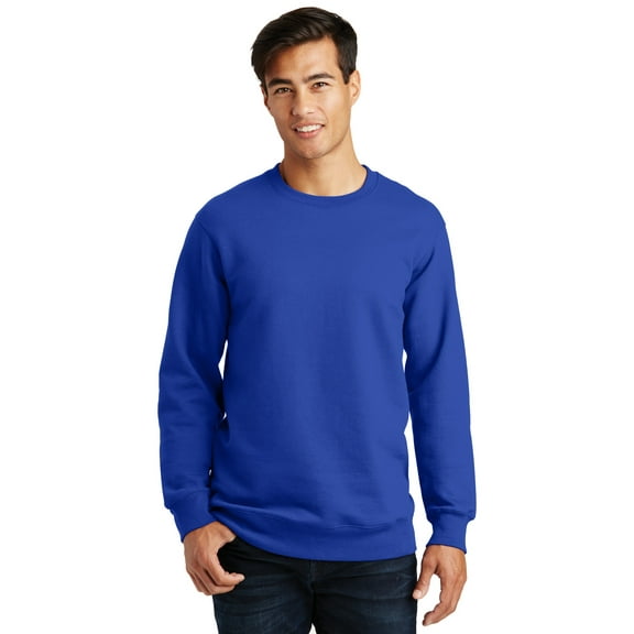 Port & Co Adult Male Men Plain Long Sleeves Sweatshirt True Royal X-Small