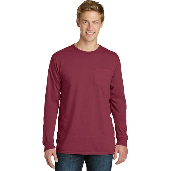 Port & Co Adult Male Men Plain Long Sleeves T-Shirt Merlot X-Large