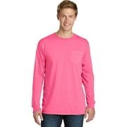 Port & Co Adult Male Men Plain Long Sleeves T-Shirt Neon Pink 2X-Large