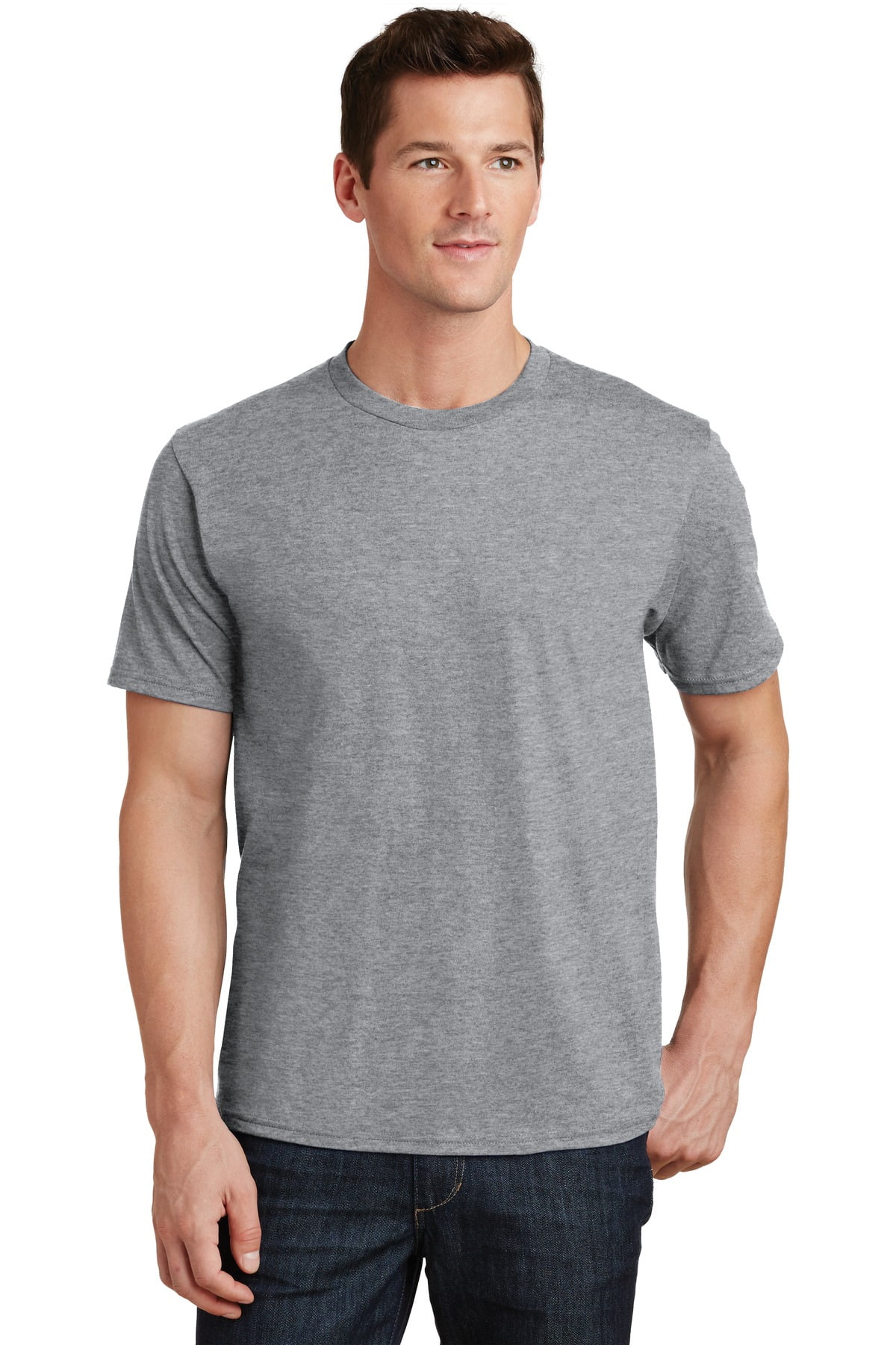 Port & Co Adult Male Men Plain Short Sleeves T-Shirt Athletic Hthr 5X-Large