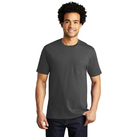 Port & Co Adult Male Men Plain Short Sleeves T-Shirt Coal Grey 2X-Large
