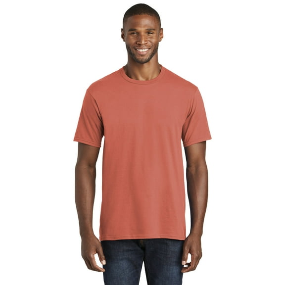 Port & Co Adult Male Men Plain Short Sleeves T-Shirt Coral 6X-Large