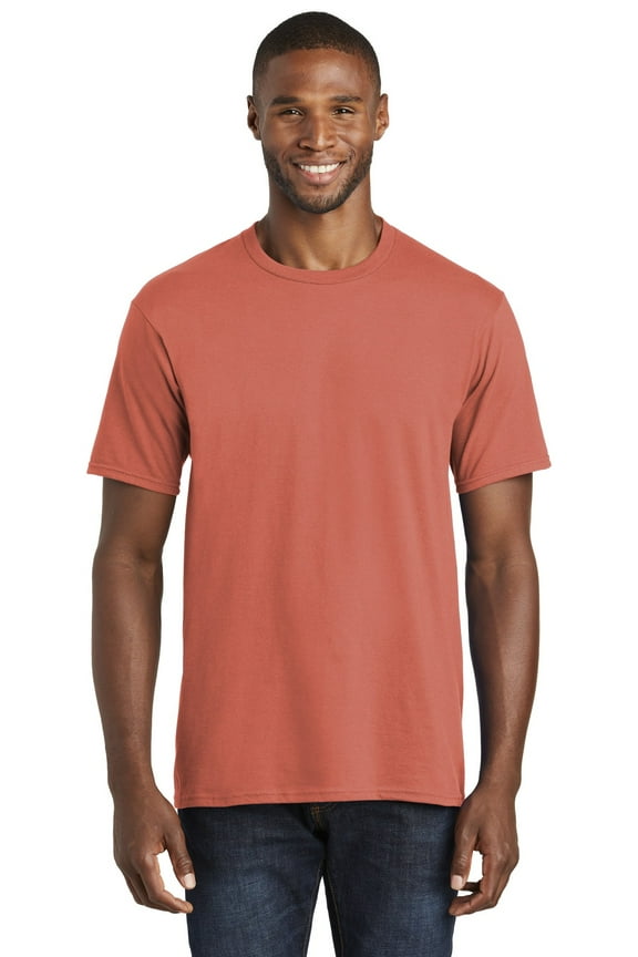 Adult Male Men Plain Short Sleeves T-Shirt Coral 6X-Large