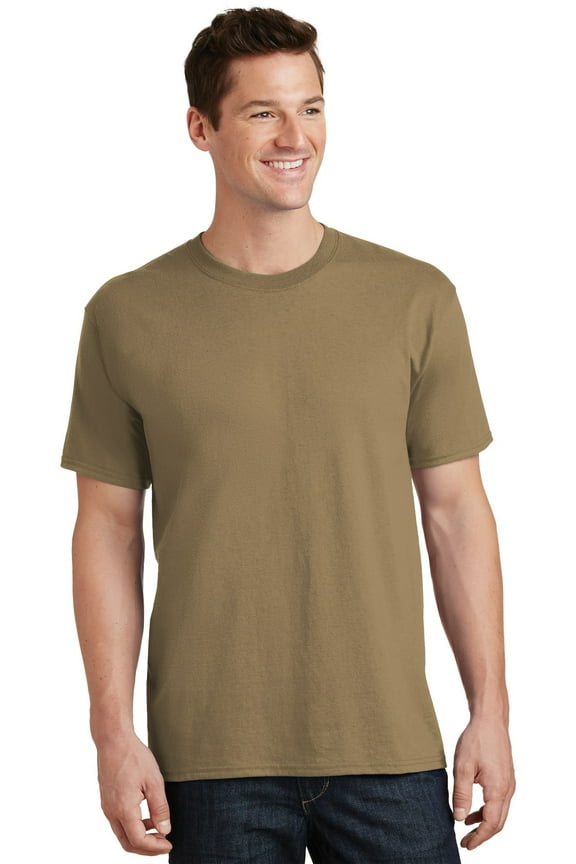 Adult Male Men Plain Short Sleeves T-Shirt Coyote Brown Large