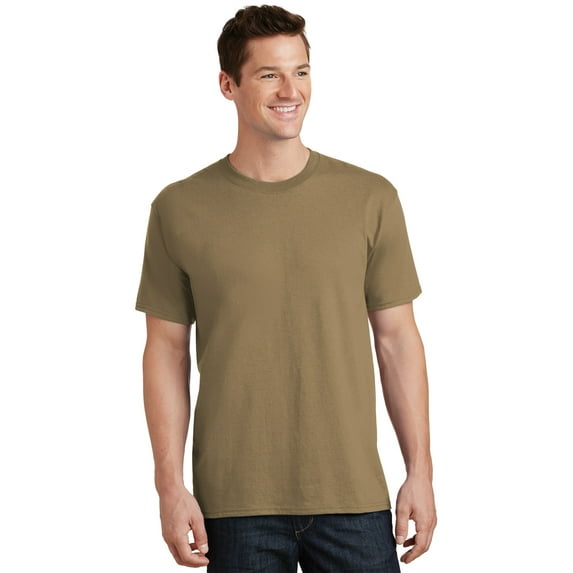 Port & Co Adult Male Men Plain Short Sleeves T-Shirt Coyote Brown X-Large