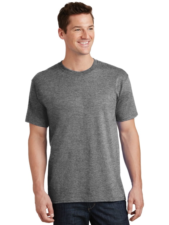 Adult Male Men Plain Short Sleeves T-Shirt Graphite Hthr X-Large