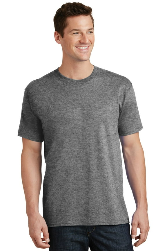 Adult Male Men Plain Short Sleeves T-Shirt Graphite Hthr X-Large