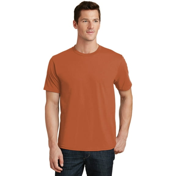 Port & Co Adult Male Men Plain Short Sleeves T-Shirt Texas Orange Medium