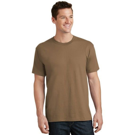 Port & Co Adult Male Men Plain Short Sleeves T-Shirt Woodland Brown Medium