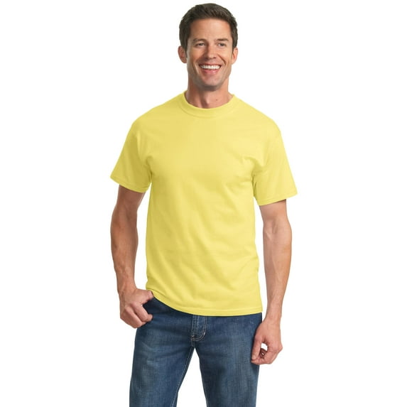Port & Co Adult Male Men Plain Short Sleeves T-Shirt Yellow 4X-Large Tall