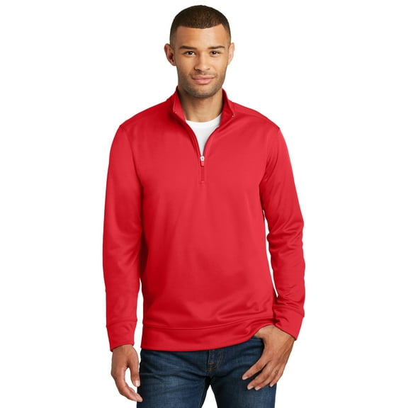 Port & Co Adult Male Men mock Neck Plain Long Sleeves Sweatshirt Red Large