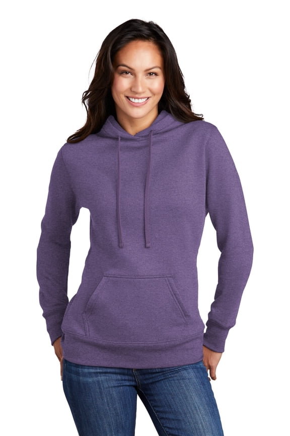 Female Cowl Neck Hooded Sweatshirt Heather Purple Medium