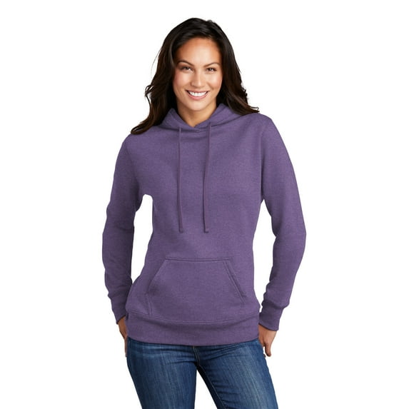 Port & Co Female Cowl Neck Hooded Sweatshirt Heather Purple Small
