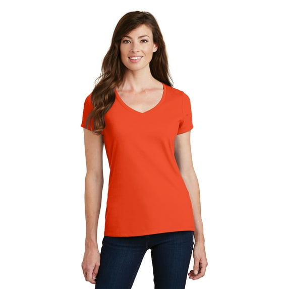 Port & Co LPC450V Ladies Fan Favorite V-Neck Tee, Orange - 4XL