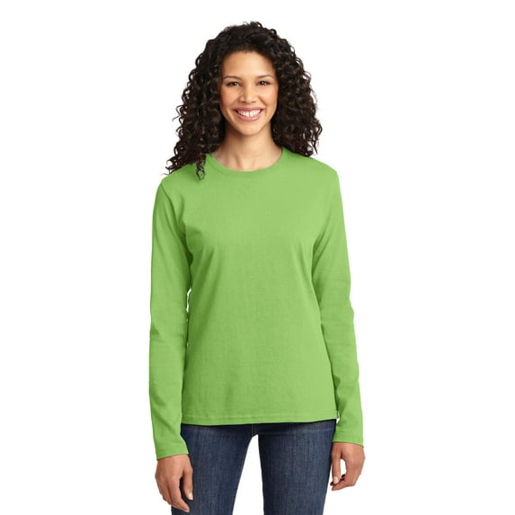 Port & Co LPC54LS Ladies Long Sleeve Core Cotton Tee, Lime - 2XL