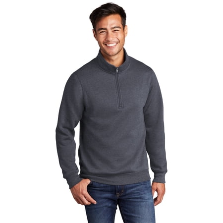 Port & Co Male Mock Neck Sweatshirt Heather Navy 4X-Large
