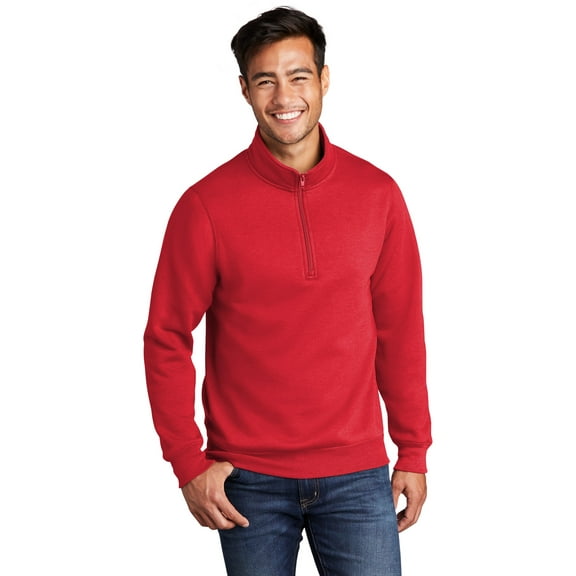 Port & Co Men Male Mock Neck Sweatshirt Pc78Q Red 3X-Large