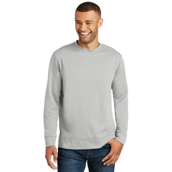Port & Co Men's Performance Fleece Crewneck Sweatshirt, Silver, Large
