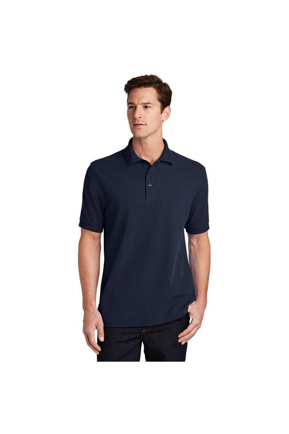 Men's Ring Spun Pique Polo, Deep Navy, X-Large