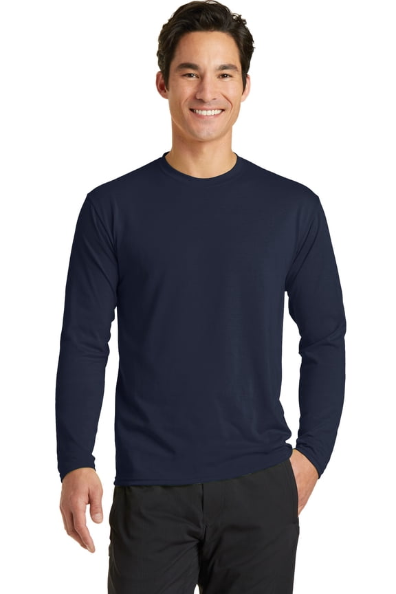 PC381LS Long Sleeve Performance Blend Tee, Deep Navy - Small