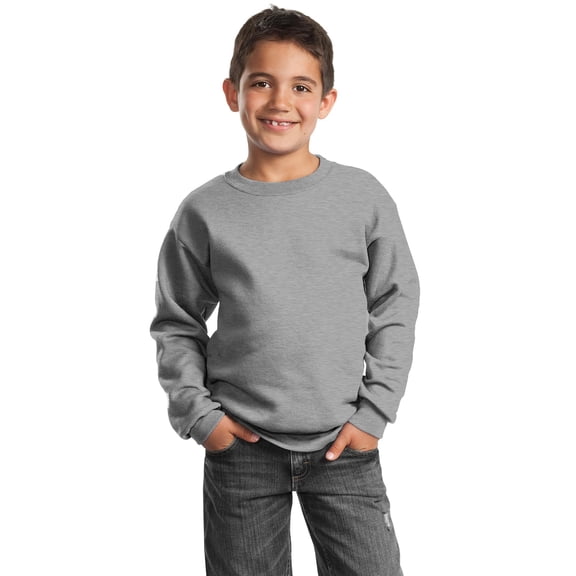 Port & Co Teen Unisex Regular Plain Long Sleeves Sweatshirt Ath. Heather Large