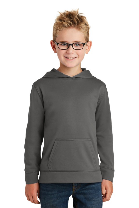 Port & Co Teen Unisex Regular Plain Long Sleeves Sweatshirt Charcoal Large