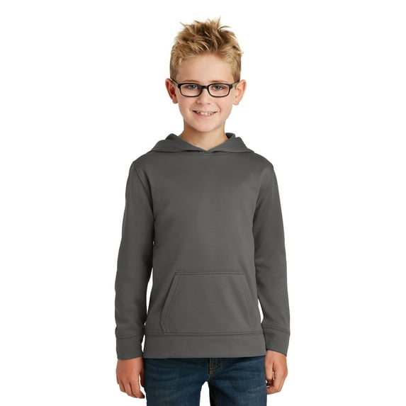 Port & Co Teen Unisex Regular Plain Long Sleeves Sweatshirt Charcoal Medium