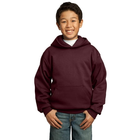 Port & Co Teen Unisex Regular Plain Long Sleeves Sweatshirt Maroon X-Large