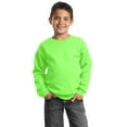 thumbnail image 1 of Port & Co Teen Unisex Regular Plain Long Sleeves Sweatshirt Neon Green Small, 1 of 5