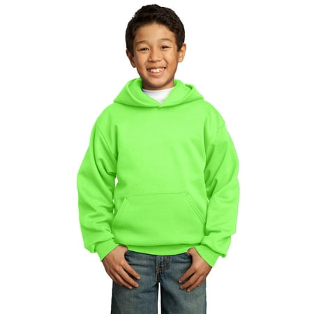 Port & Co Teen Unisex Regular Plain Long Sleeves Sweatshirt Neon Green X-Small