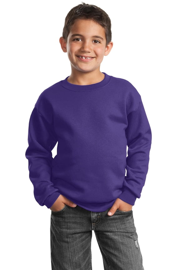 Teen Unisex Regular Plain Long Sleeves Sweatshirt Purple Large