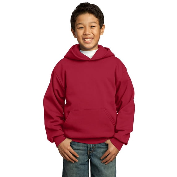 Port & Co Teen Unisex Regular Plain Long Sleeves Sweatshirt Red X-Small