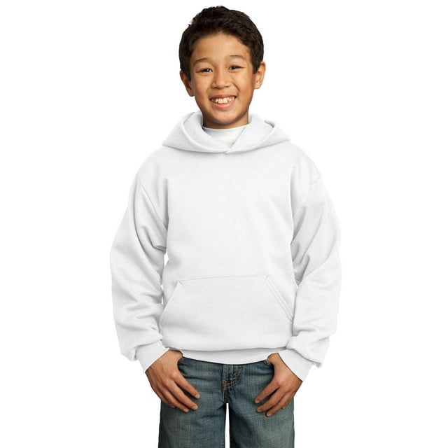 Port & Co Teen Unisex Regular Plain Long Sleeves Sweatshirt White Large ...